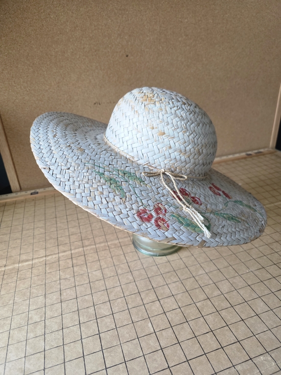 Accessories - ABO Bravo NWT Hand‑Painted Straw Sun Hat Floral Wide Brim Boho Cottagecore